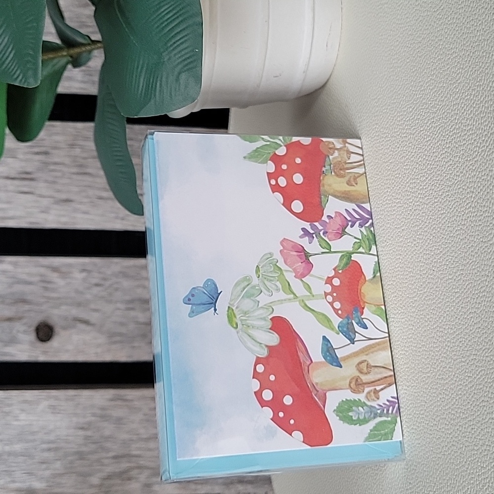 Whimsical Mushroom and Butterfly Notecard Set - Picture 2 of 4